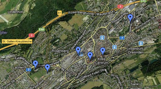 Hier die Hotspot-Standorte in St.Gallen.