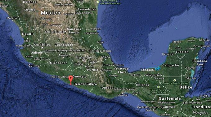 Das Zentrum des Bebens lag nördlich der Ortschaft Tecpan im Bundesstaat Guerrero.
